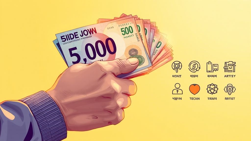 월 50만원 목표, 현실적인 투잡 BEST 5 (illustration 스타일)