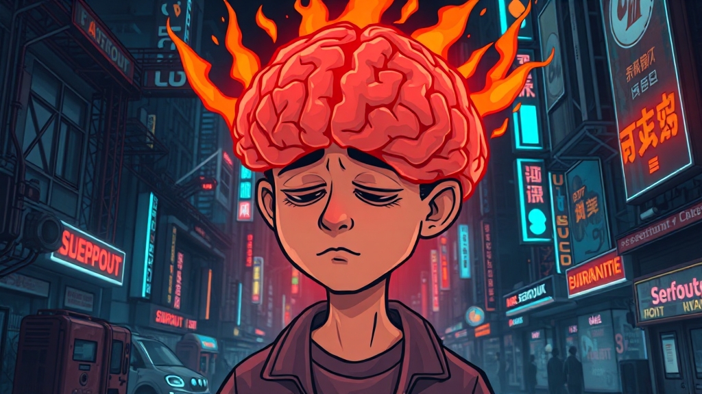 뇌과학으로 보는 번아웃 (cartoon 스타일)