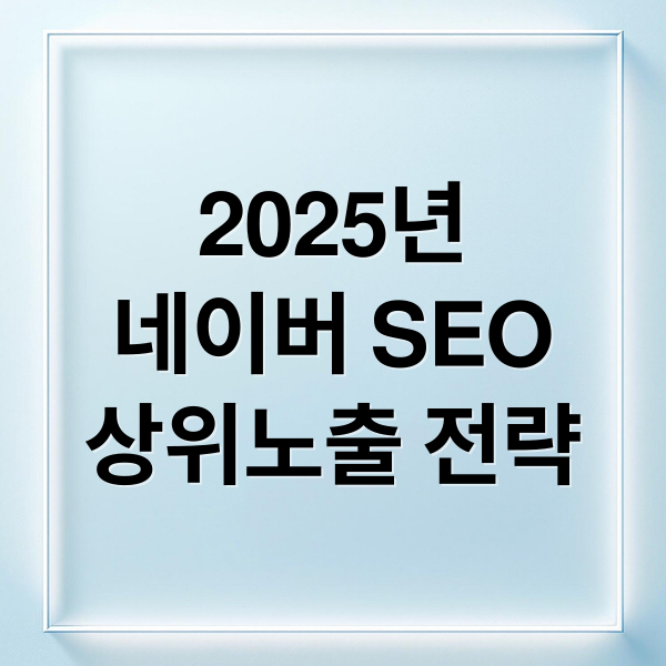 2025 네이버 블로그 SEO: AI 시대, 상위 노출 전략 A to Z