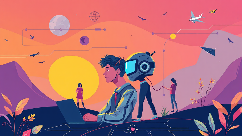 AI 시대 미래 직업 전망: 유망 분야, 핵심 역량, 준비 전략 A to Z 5 미래 직업, 핵심 역량은? (illustration 스타일)