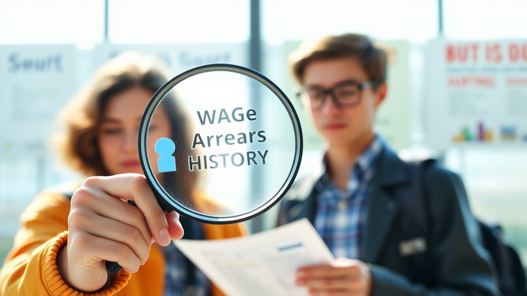 취업포털에서 임금체불 정보 확인 방법 (realistic 스타일)