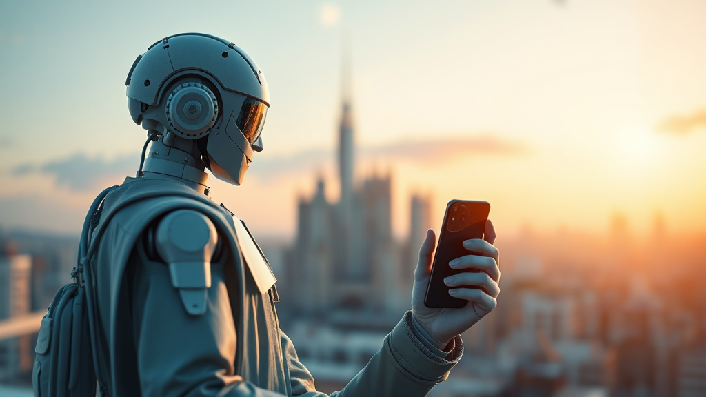 AI 에이전트 탑재, 스마트폰 시장의 미래를 엿보다 (realistic 스타일)