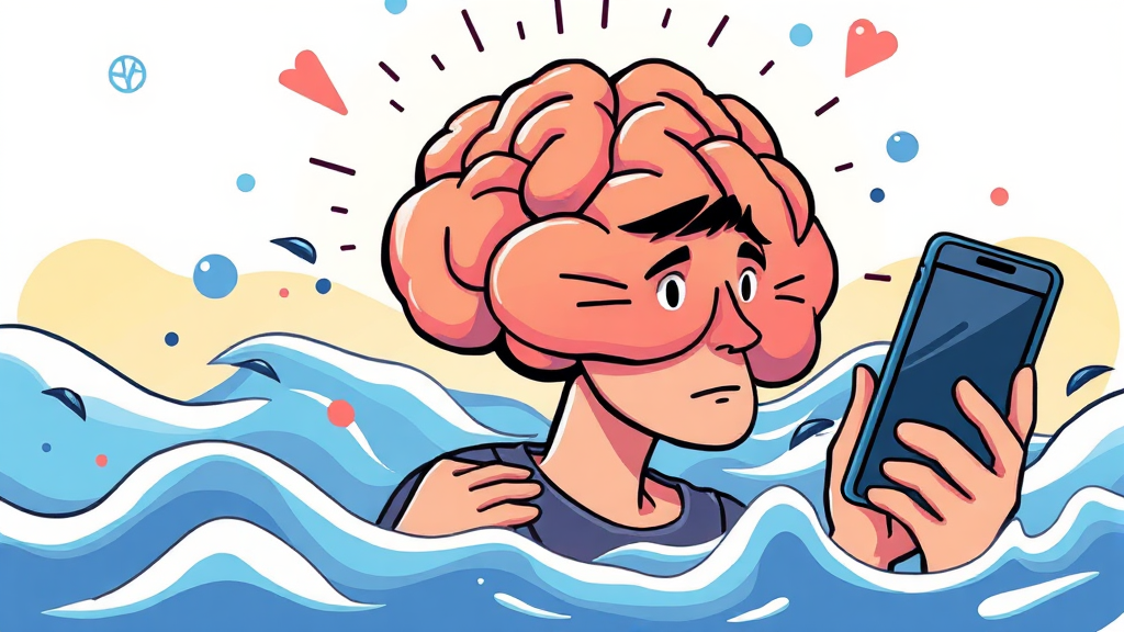 디지털 시대, 집중력을 되찾는 방법 (cartoon 스타일)