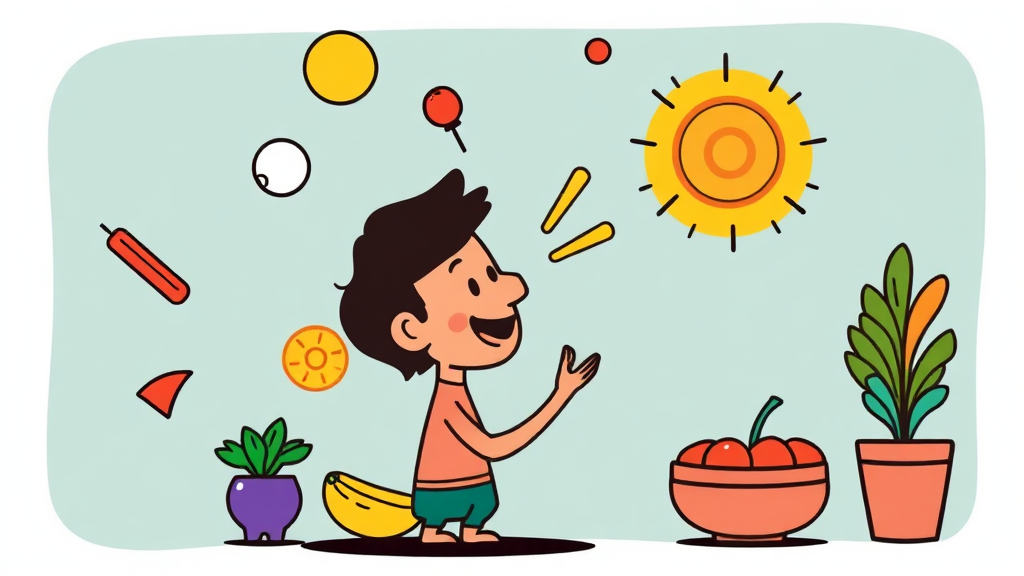 집중력을 높이는 식습관과 생활 루틴 (cartoon 스타일)