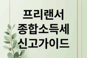 2026 프리랜서 종합소득세 신고 가이드: 경비 처리 항목 및 환급 전략 총정리