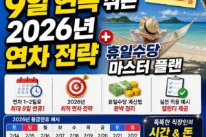 하루 30분 투자로 9일 연속 쉬는 2026년 연차 전략 및 휴일수당 마스터 플랜